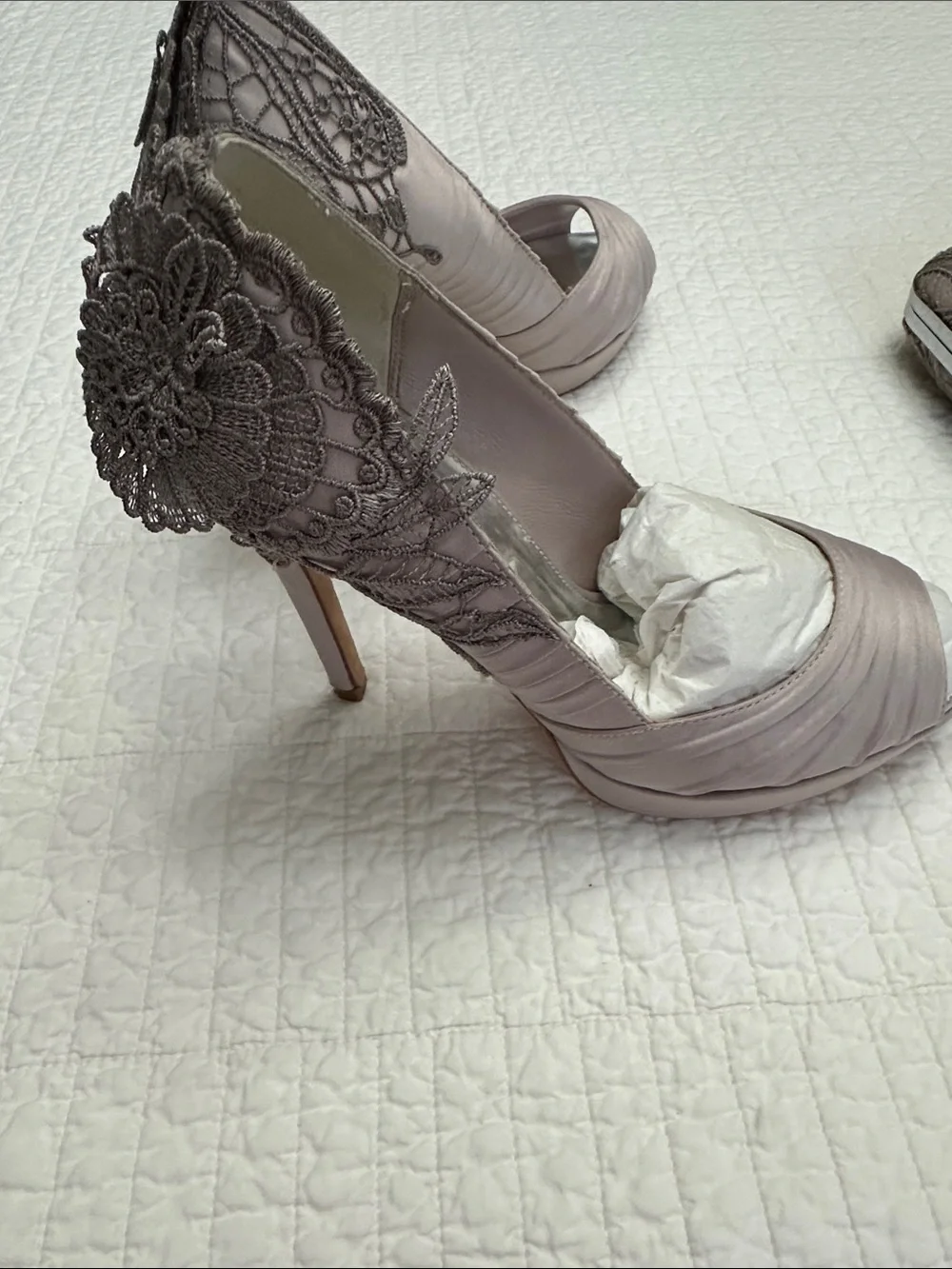 Karen Millen EU 39 US 8.5 Lace Heels & Matching Clutch Set Mauve Wedding Formal
